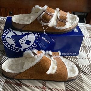 Birkenstock Arizona Fur in Mink Size 40 L 9 M 7